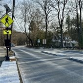 Image of new crosswalk at intersection of 117 and Old Sudbury Road.