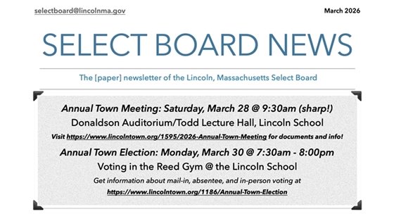 Image of the front page of the Select Board newsletter.