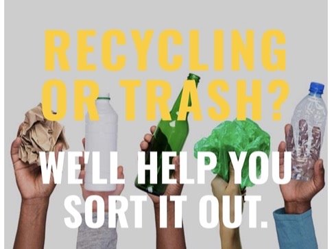 Hands holding up items that can be recycled.