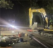 Night work on the Lincoln Road water main replacement.