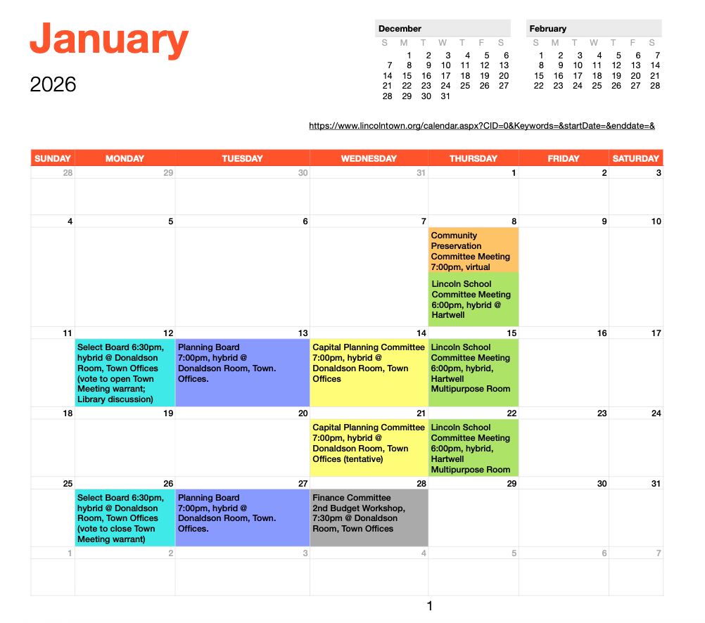 2026 Jan - March Meeting Schedule